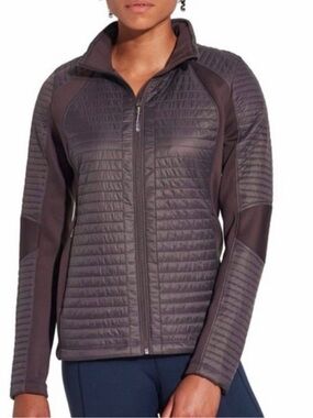 CALIA by Carrie Underwood Full Zip Puffer Hybrid Jacket Small Plum/Medium Brown